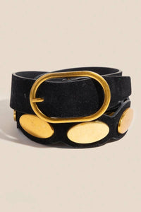 Metallic Oval Accent Faux Suede Belt | Anarchy Street