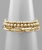 GOLD BEAD AND PAPERCLIP LAYERED BRACELET-Sissy Boutique-Sissy Boutique
