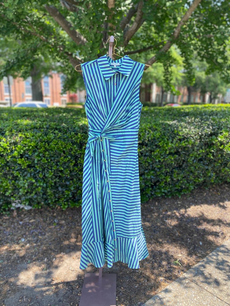 midi wrap dress navy And Mint Striped Color:Multi S0033 Great for any cup Women’s Full Collar Clergy color-code::MTPR