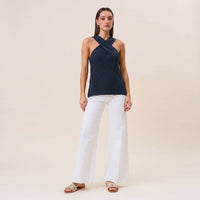 Navy Surplice Sleeveless Knit Tank Top | Able
