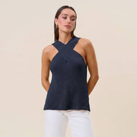 Navy Surplice Sleeveless Knit Tank Top | Able