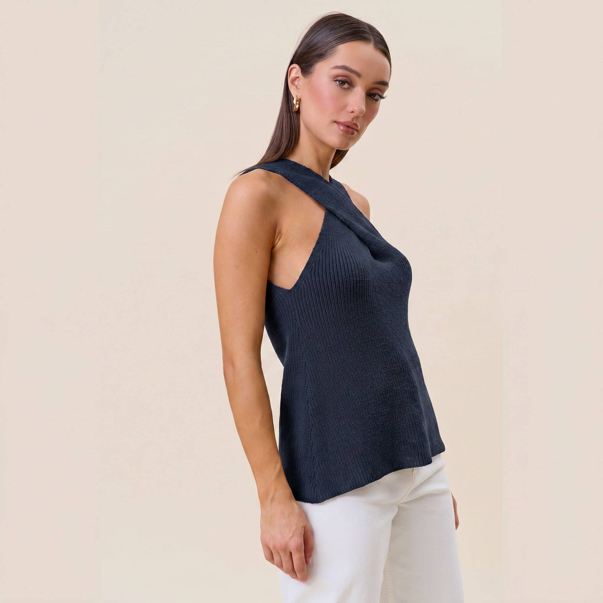 Navy Surplice Sleeveless Knit Tank Top | Able