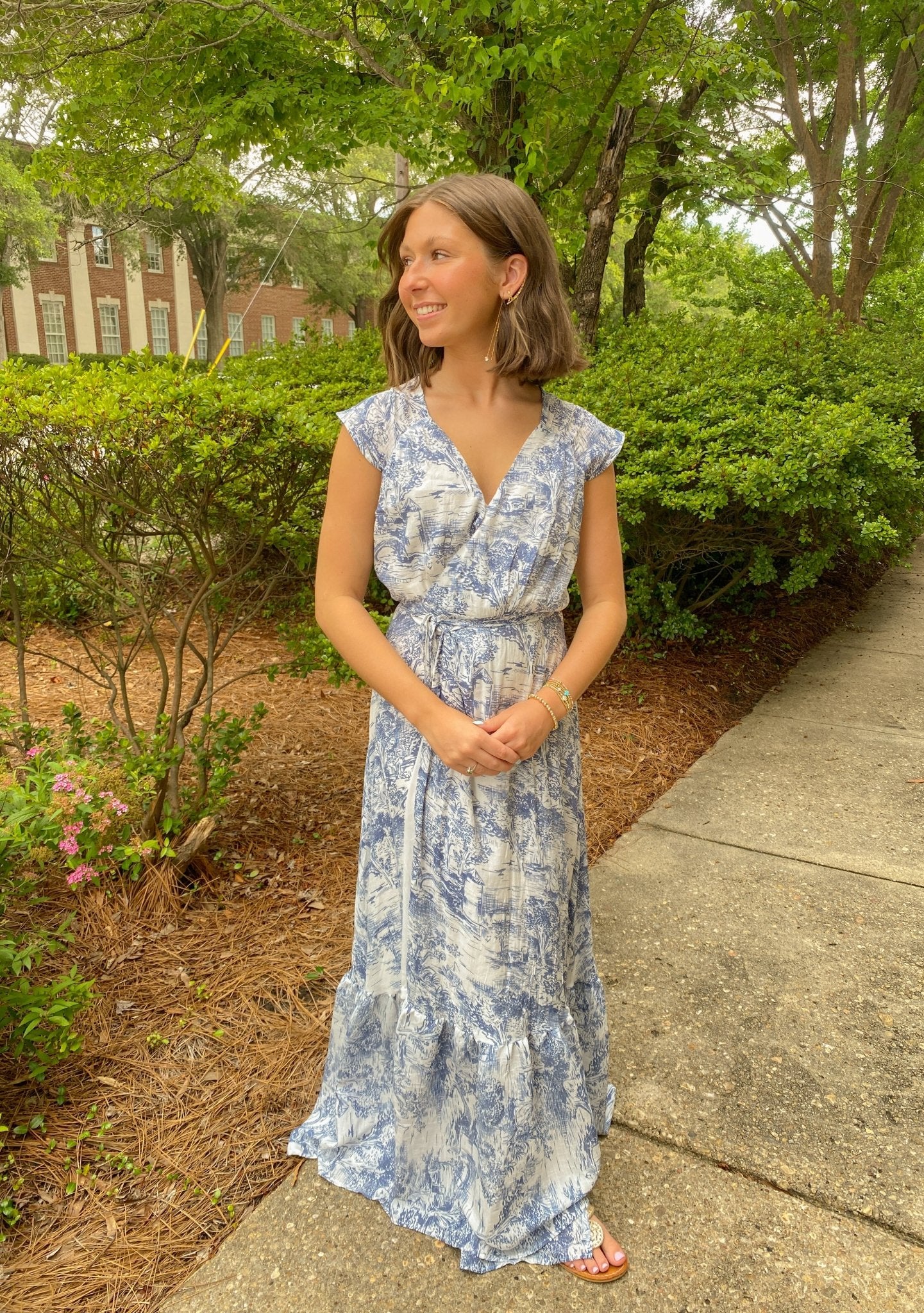 Buy Off White And Blue Cap Sleeve Wrap Maxi Dress Online | Sissy Boutique Buy Off White And Blue Cap Sleeve Wrap Maxi Dress Online | Sissy Boutique