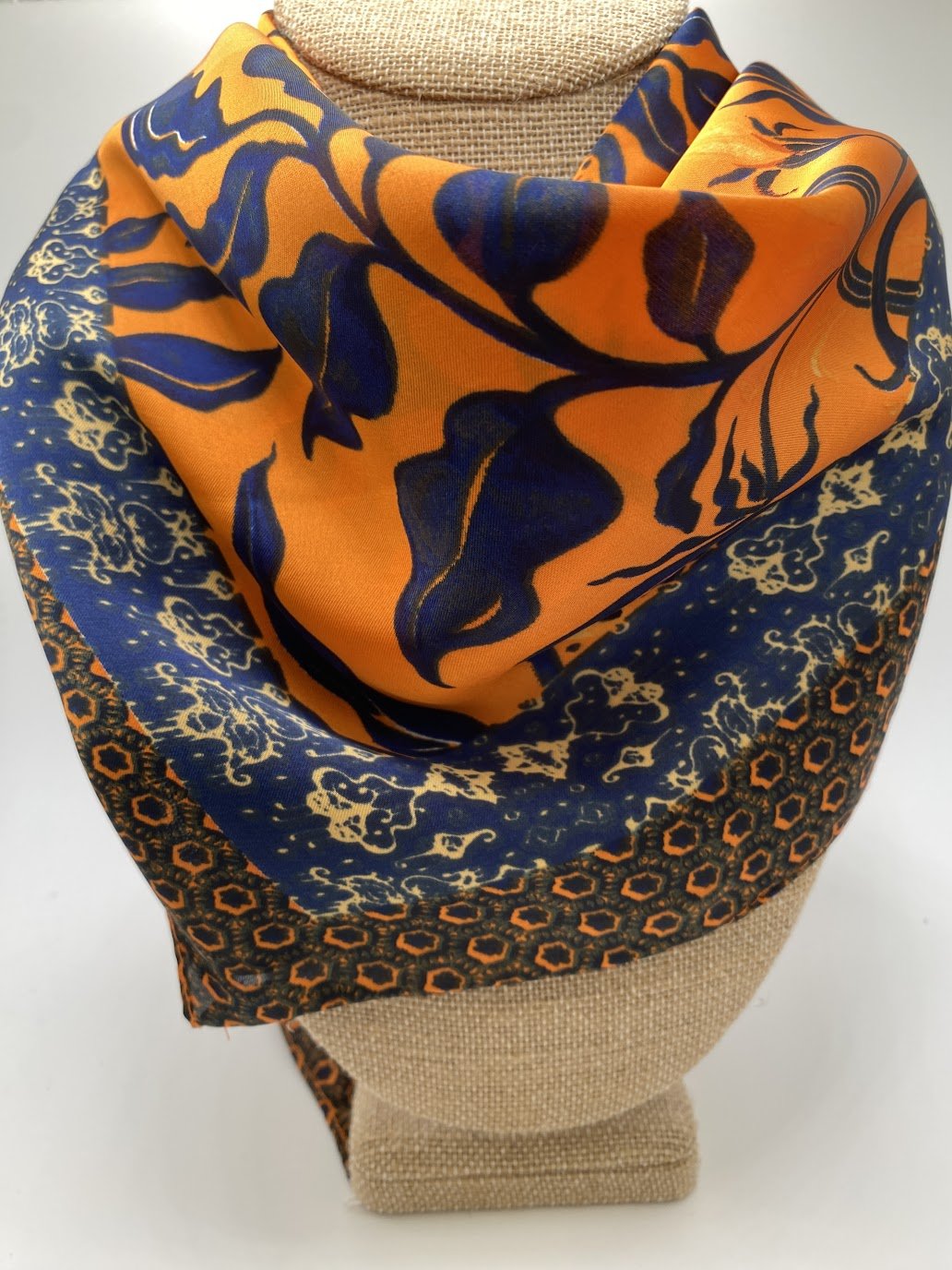 Orange and Navy Floral Scarf | Sissy Boutique