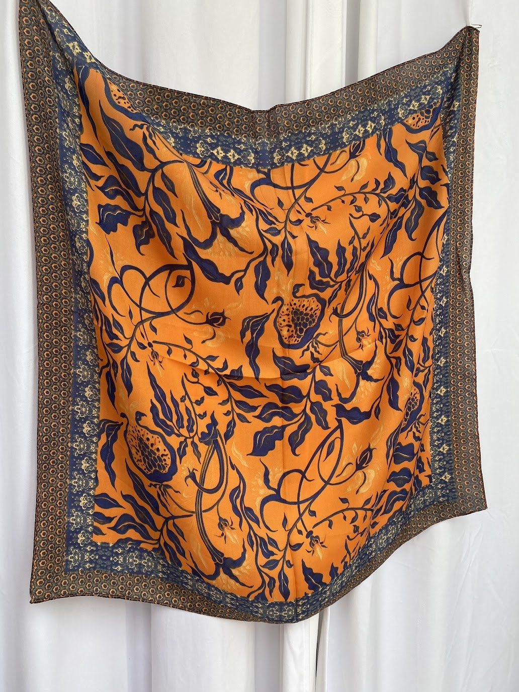 Orange and Navy Floral Scarf | Sissy Boutique