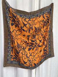 Orange and Navy Floral Scarf | Sissy Boutique