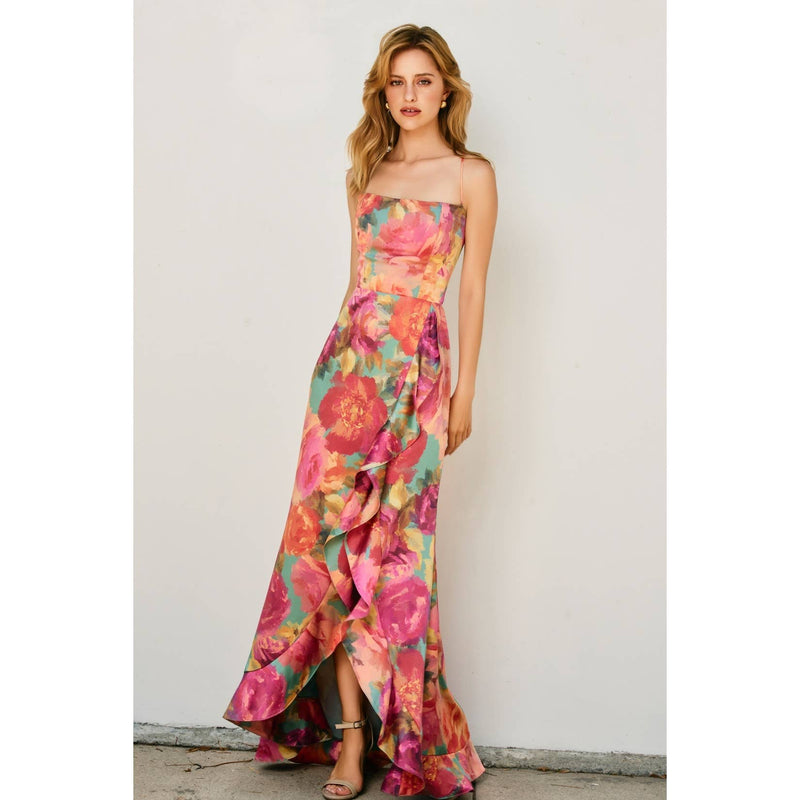 corset ruffle dress Parisian Floral Open Back Ruffled Color:color5 Final Sale Plus Size Formal events Gorgeous Wedding Dresses