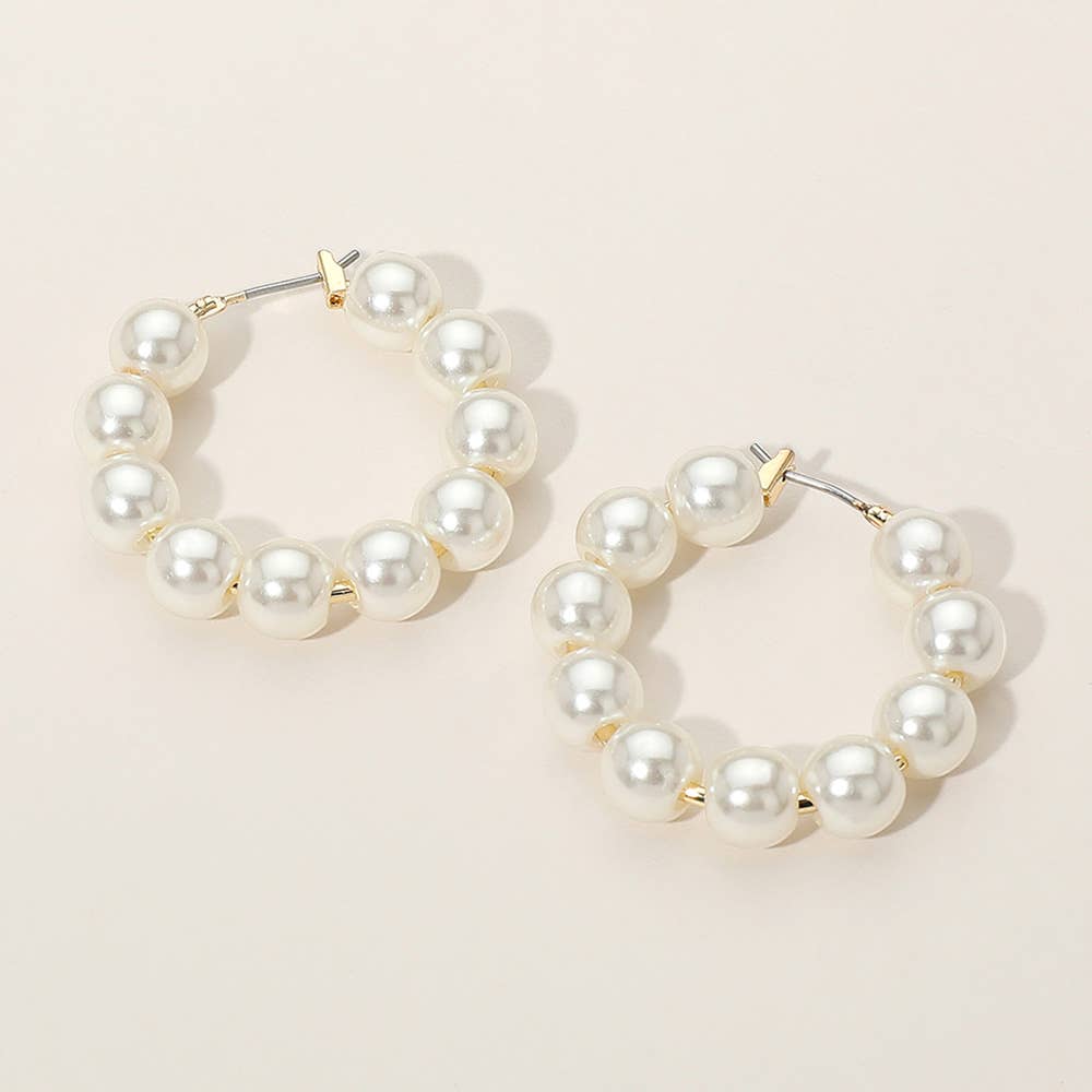 Pearl Beaded Hoop Earrings | Sensibling Corp.
