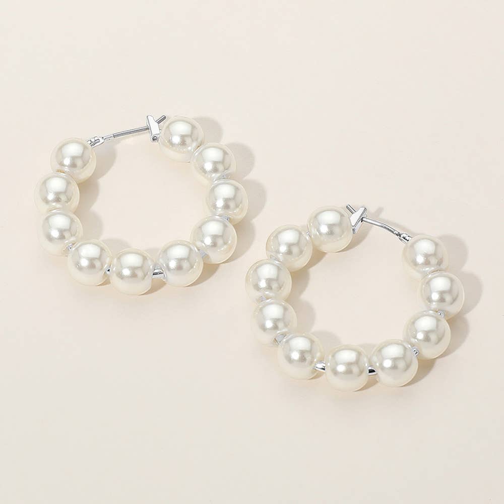 Pearl Beaded Hoop Earrings | Sensibling Corp.