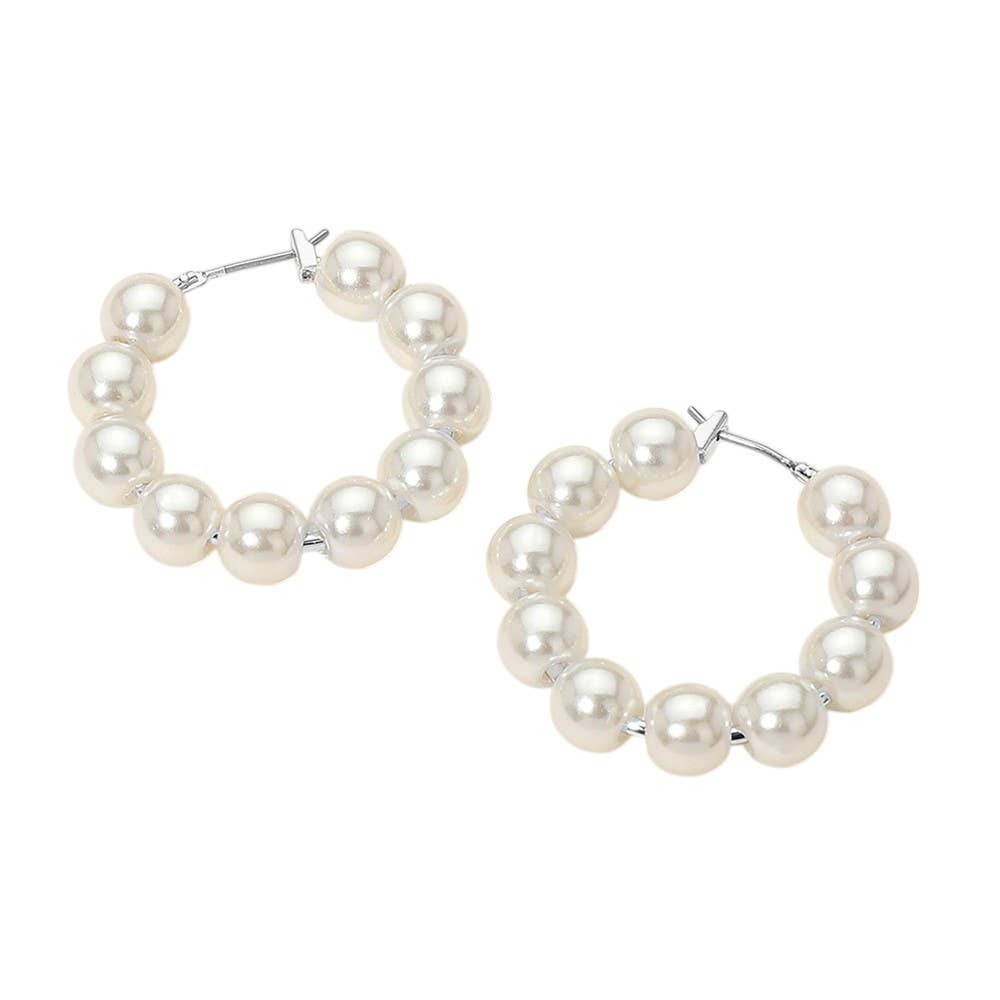 Pearl Beaded Hoop Earrings | Sensibling Corp.