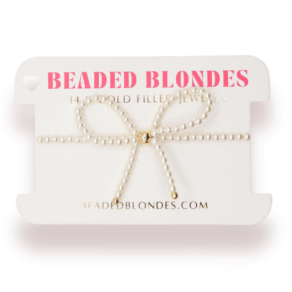 Pearl Bow Bracelet: Standard 6.75 inch | Beaded Blondes