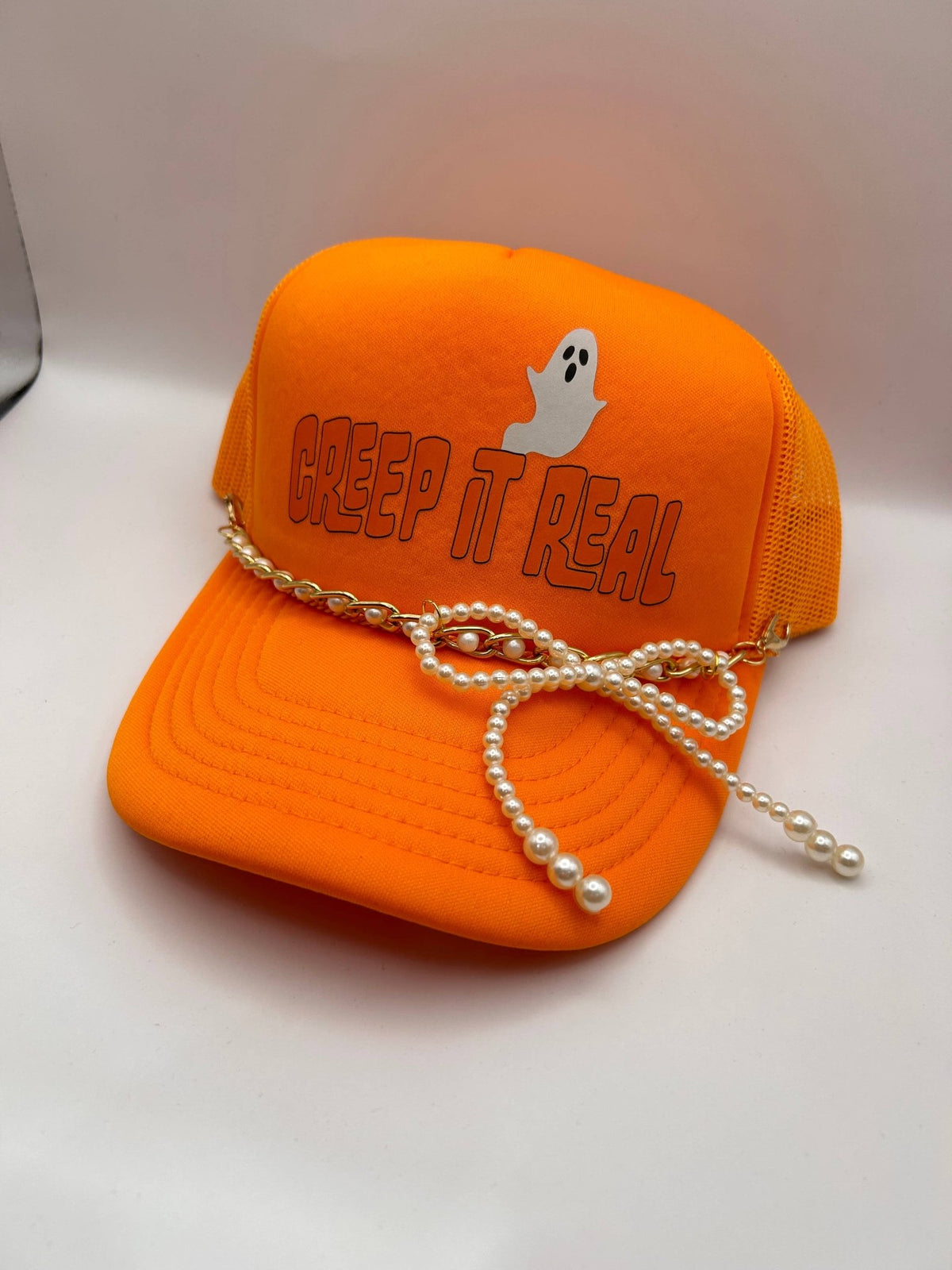 Pearl Bow Trucker Chain Only | Vibes Hat Company