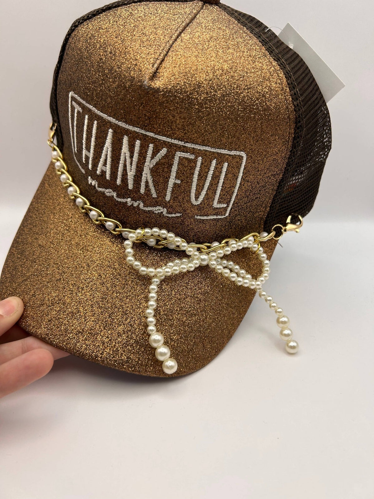 Pearl Bow Trucker Chain Only | Vibes Hat Company