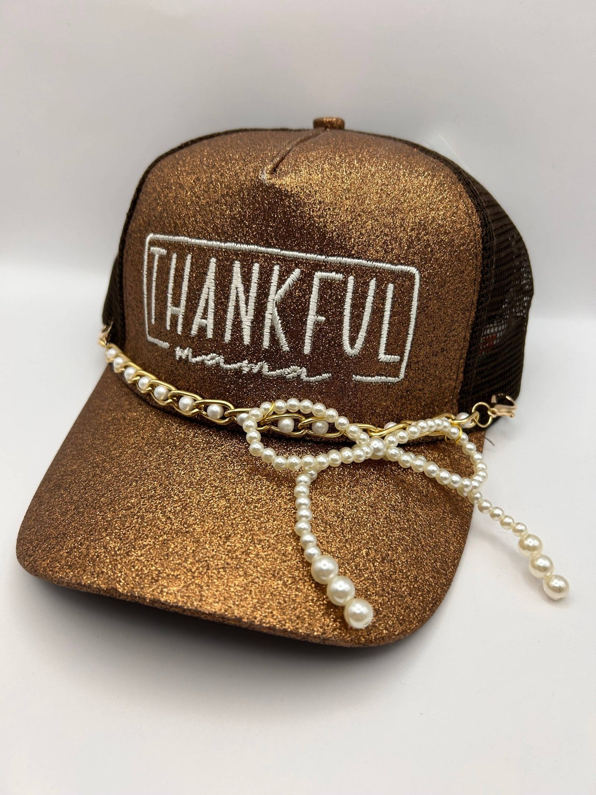 Pearl Bow Trucker Chain Only | Vibes Hat Company
