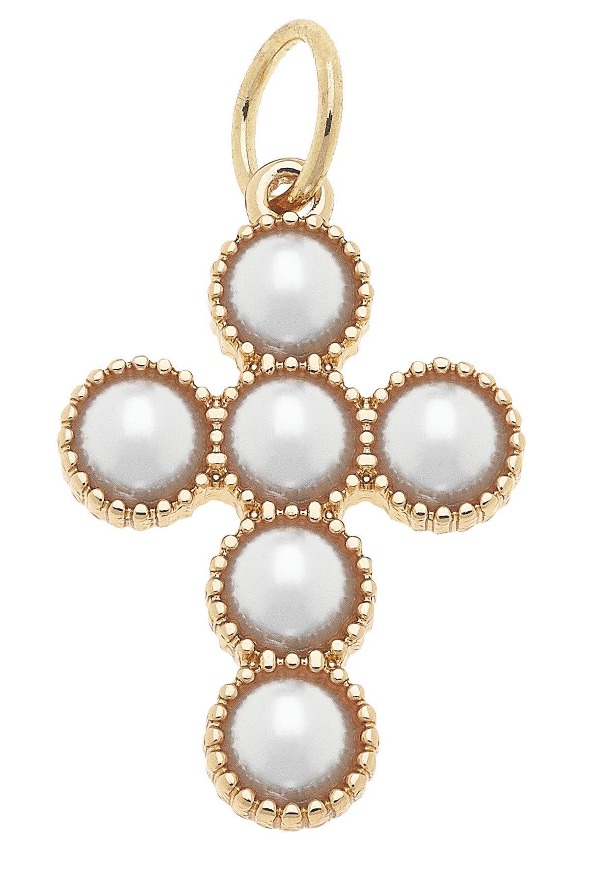 Pearl Cross Charm in Shiny Gold | Canvas Style