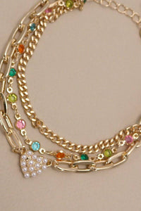 PEARL HEART MULTI STONE MULTI LAYER BRACELET | JOSSLYN by wall to wall