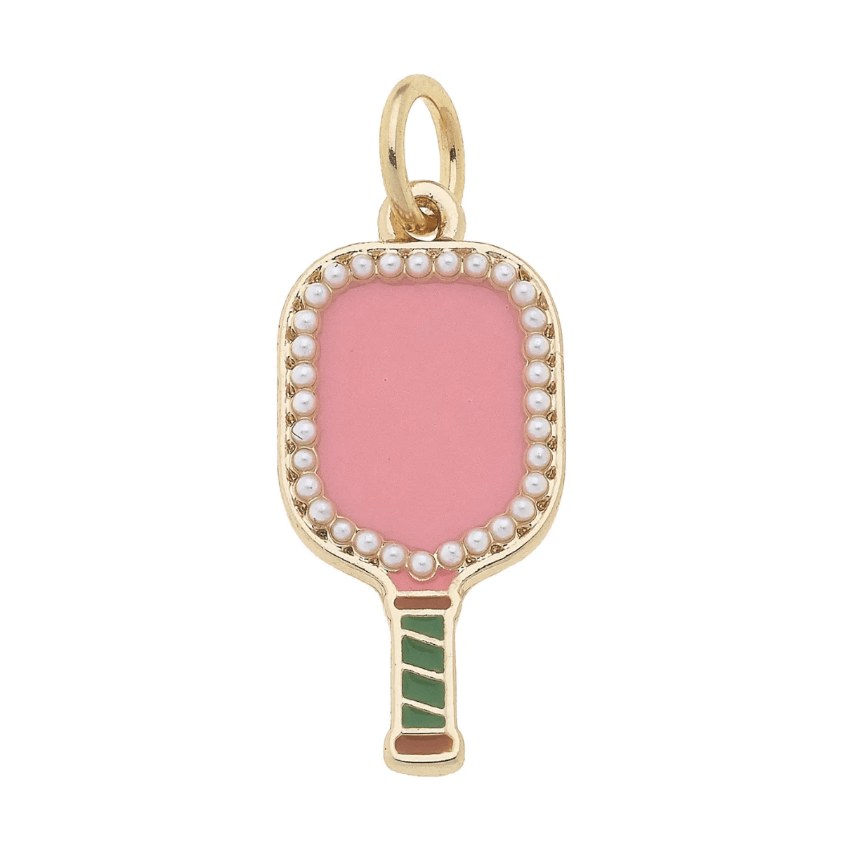 Pearl Studded Pickleball Paddle Charm in Pink | Canvas Style