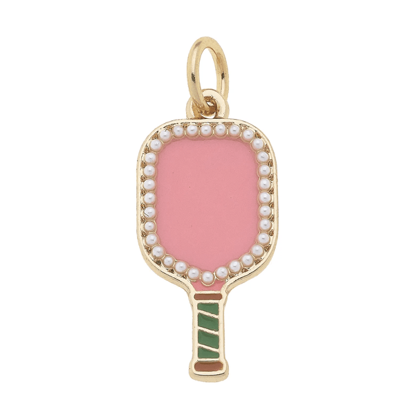 Pearl Studded Pickleball Paddle Charm in Pink | Canvas Style