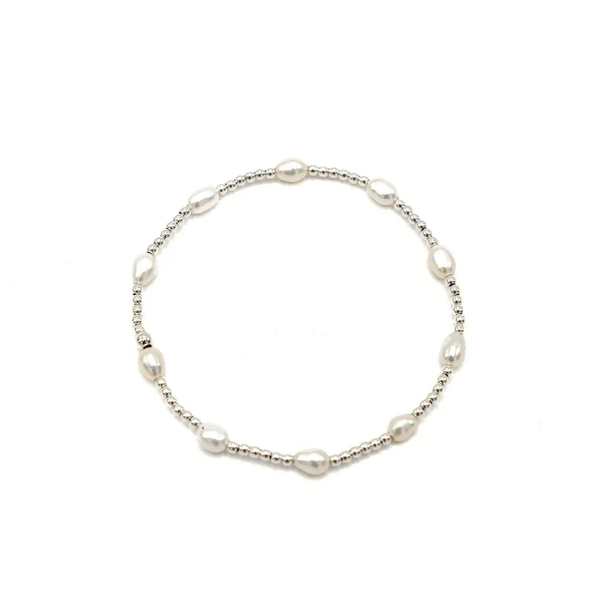 Petite Patterned Rice Pearl Bracelet with Sterling Silver Beads: 7" | erin gray