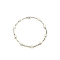 Petite Patterned Rice Pearl Bracelet with Sterling Silver Beads: 7" | erin gray