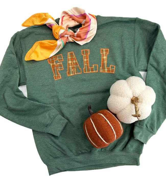 PLAID FALL GREEN SWEATSHIRT | Sissy Boutique