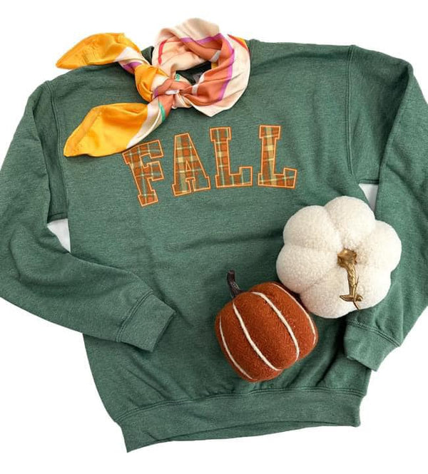 PLAID FALL GREEN SWEATSHIRT | Sissy Boutique