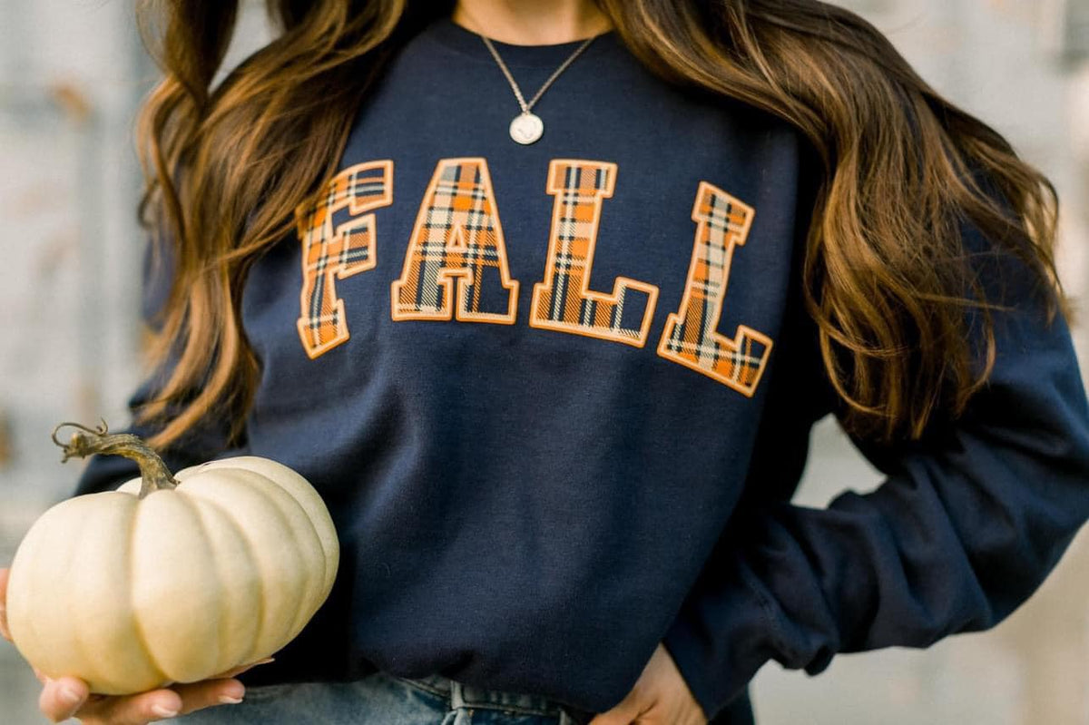 PLAID FALL NAVY SWEATSHIRT | Sissy Boutique