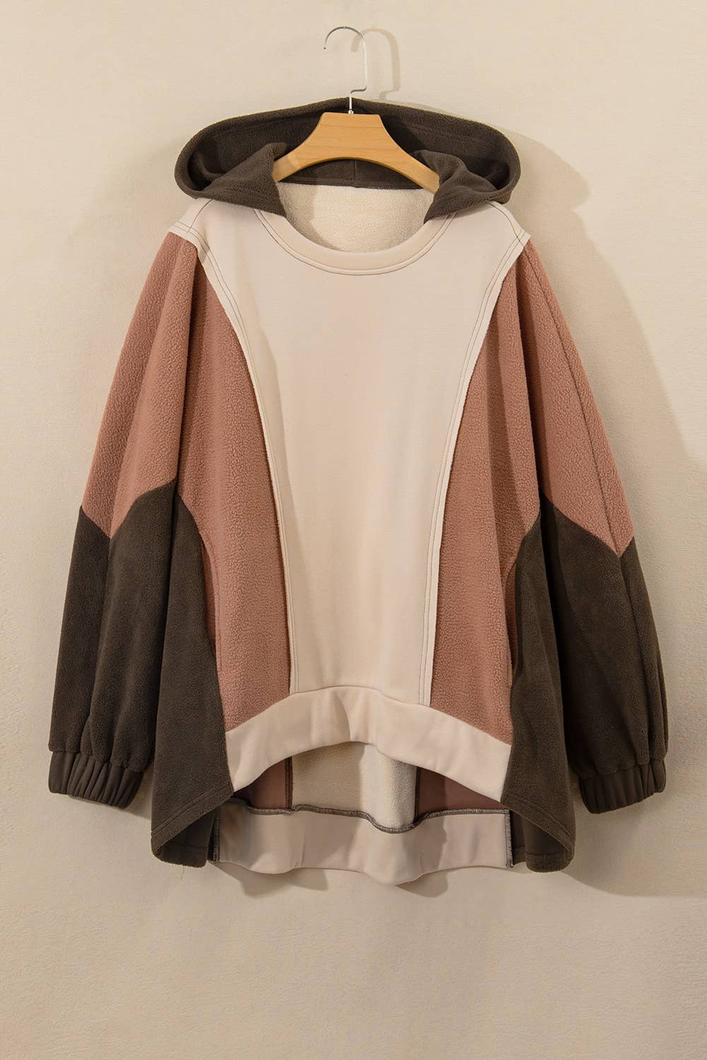 Plus Size Colorblock Patchwork Long Sleeve Hooded Sweatshirt | 66DISCO