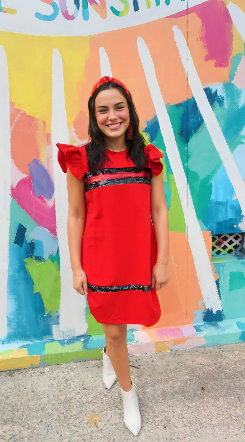 RED AND Black SHIFT DRESS - GEORGIA GAMEDAY Small