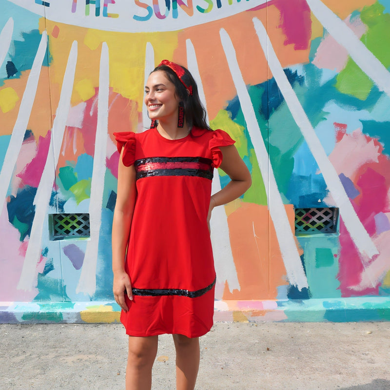 RED AND Black SHIFT DRESS