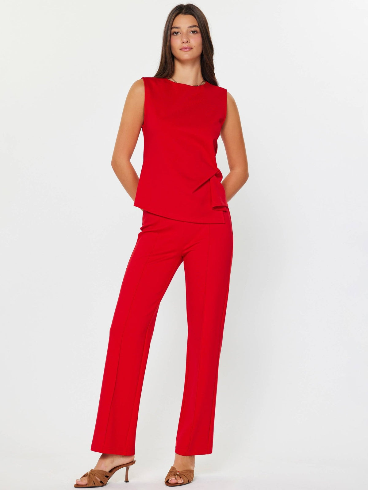 Red Straight Leg Ponte Pants | Current Air
