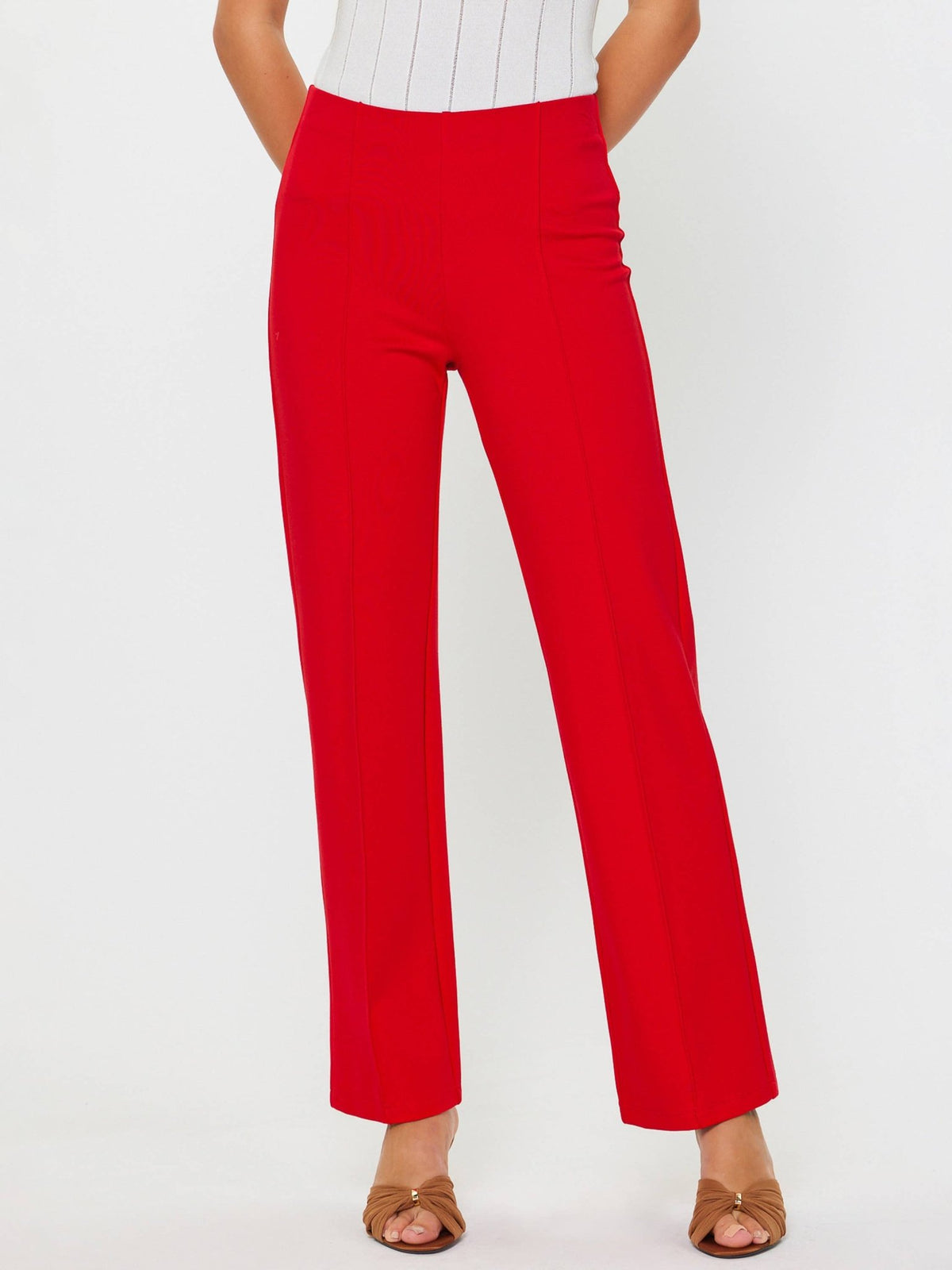 Red Straight Leg Ponte Pants | Current Air
