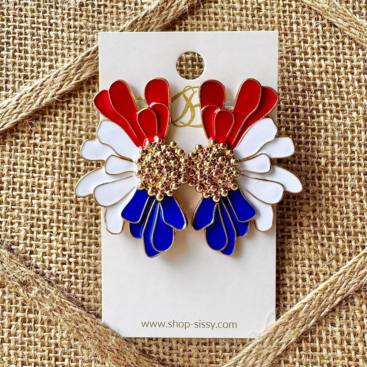 Red, White and Blue Floral Earrings | Kym Imports