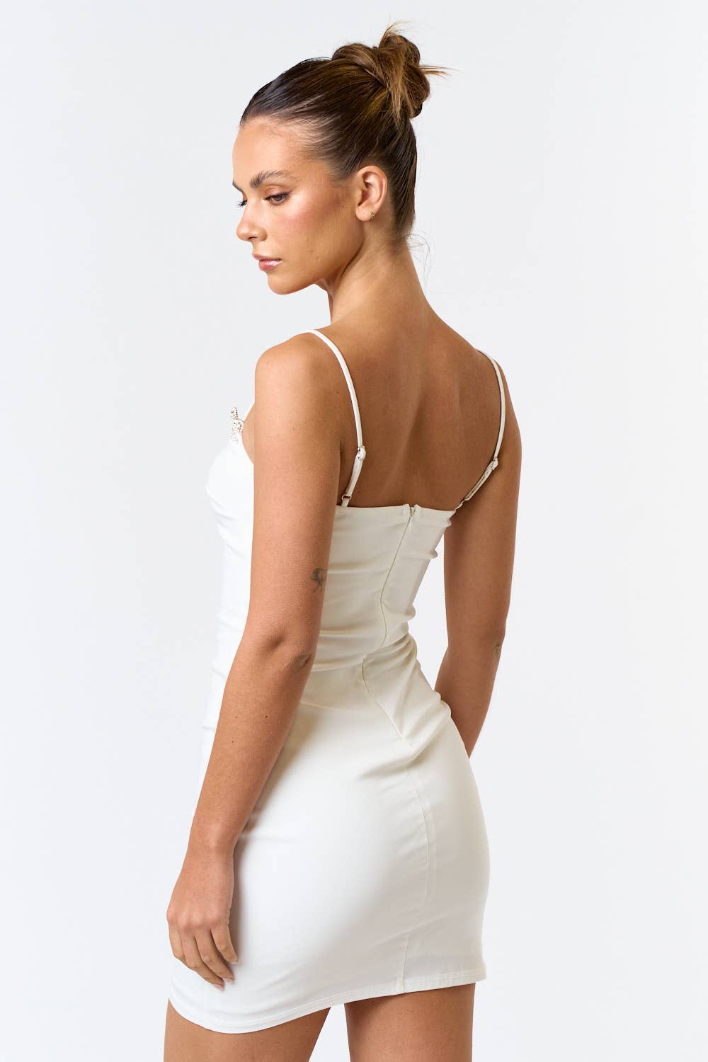 RHINESTONE BOW SLEEVELESS BODYCON DRESS | Blue Blush