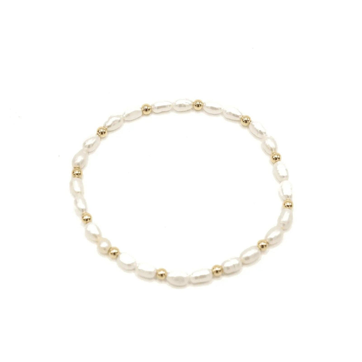 Rice Pearl Bracelet with 3mm 14k Gold-Filled Beads: 7" | erin gray