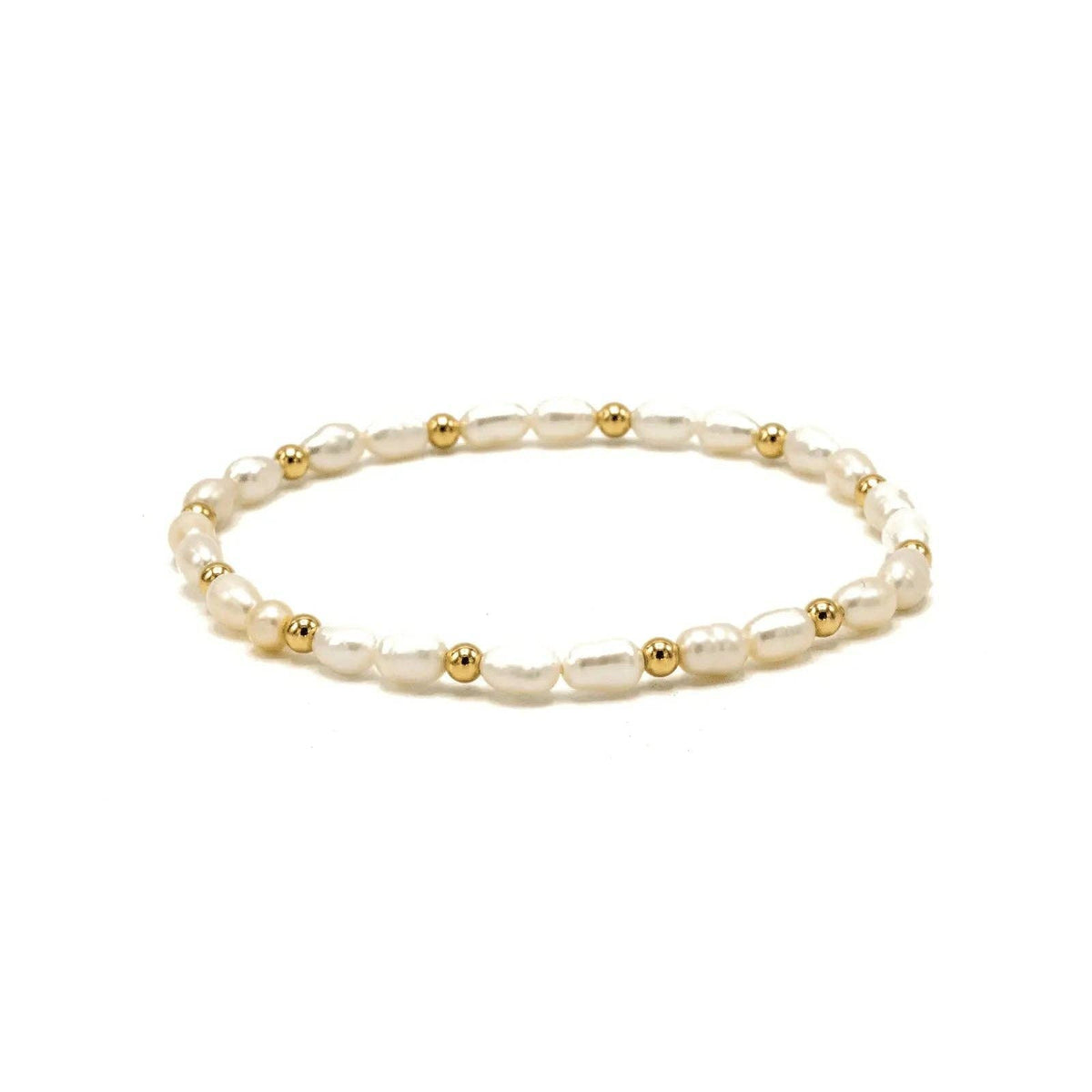 Rice Pearl Bracelet with 3mm 14k Gold-Filled Beads: 7" | erin gray