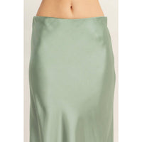 Sage Green Satin Midi Skirt | HYFVE