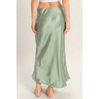 Sage Green Satin Midi Skirt | HYFVE