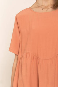 Salmon Baby Doll Short Sleeve Top | J.NNA