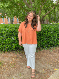 Salmon Baby Doll Short Sleeve Top | J.NNA