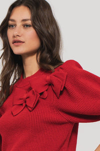Short Sleeve Red Bow Sweater | Trend Notes