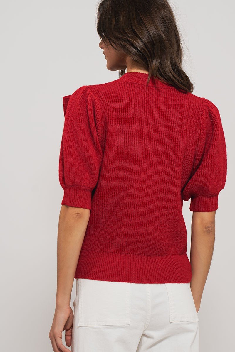 Short Sleeve Red Bow Sweater | Trend Notes