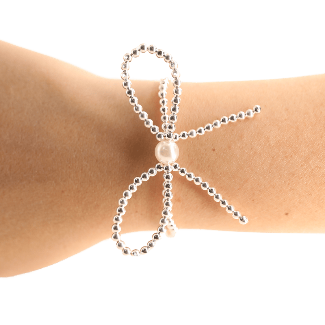 Silver Bow Bracelet : Standard 6.75 inch | Beaded Blondes