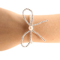 Silver Bow Bracelet : Standard 6.75 inch | Beaded Blondes