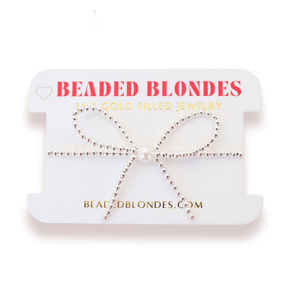 Silver Bow Bracelet : Standard 6.75 inch | Beaded Blondes