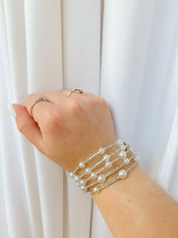 Silver Diamond And Pearl Cuff Bracelet | Sissy Boutique