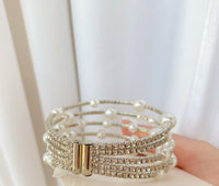 Silver Diamond And Pearl Cuff Bracelet | Sissy Boutique