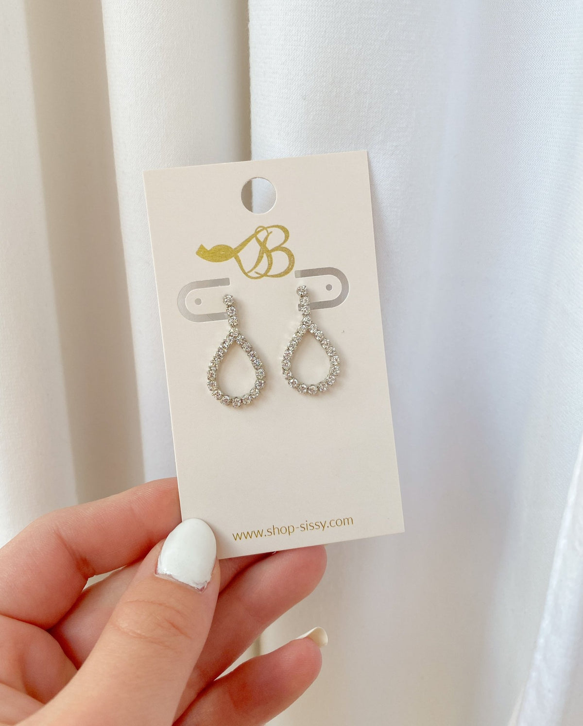 Silver Diamond Dangle Earrings | Sissy Boutique