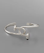RHODIUM/SILVER DOUBLE NAIL CUFF BRACELET-Sissy Boutique-Sissy Boutique