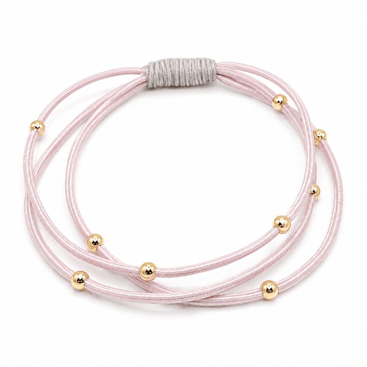 Single Water Pony 3mm Gold Waterproof Hair Band in Pink and Light Gray | erin gray